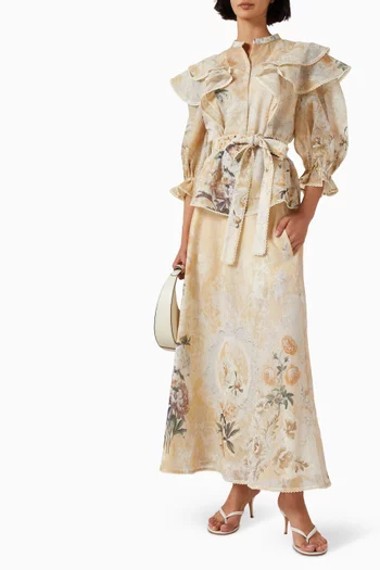 Mireile Shirt & Skirt Set in Lurex Linen