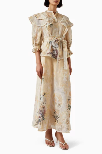Mireile Shirt & Skirt Set in Lurex Linen