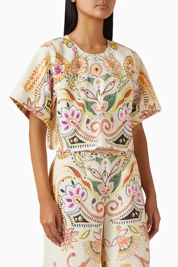 Drew Printed Cropped Top