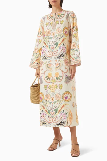 Carlisle Printed Maxi Dress in Cotton-linen
