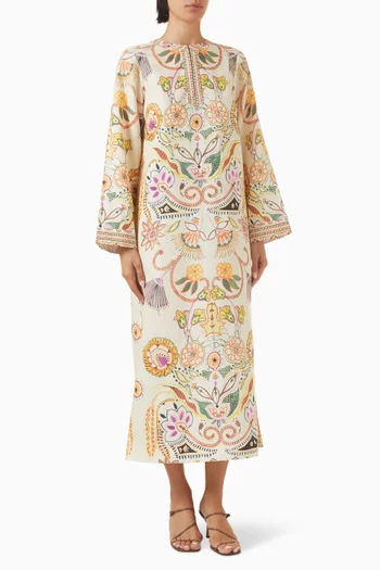 Carlisle Printed Maxi Dress in Cotton-linen