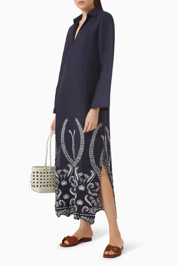 Ghari Embroidered Dress in Linen
