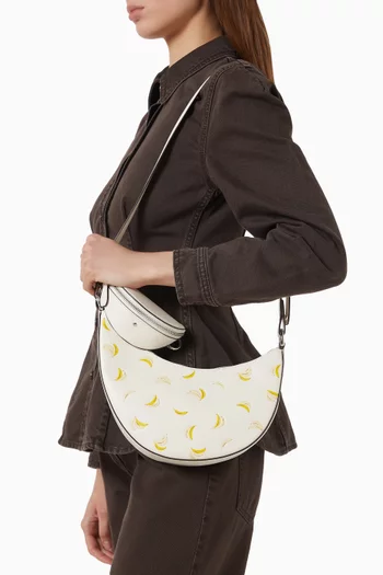 Duo Banana Crossbody Bag in Leather