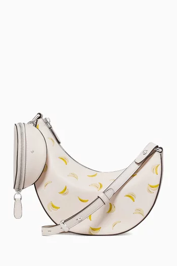 Duo Banana Crossbody Bag in Leather