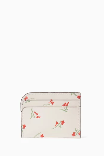 Devin Vibrant Buds Card Holder in Leather