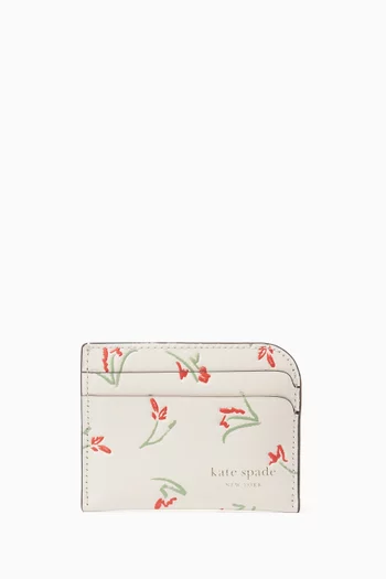 Devin Vibrant Buds Card Holder in Leather