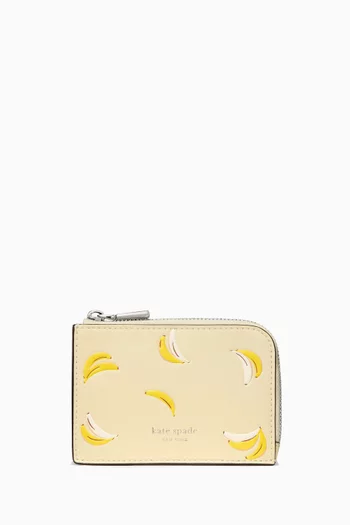 Mini Banana Zip Card Case in Leather