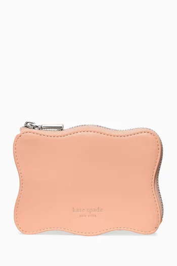 Wavy Mini Zip Card Case in Leather