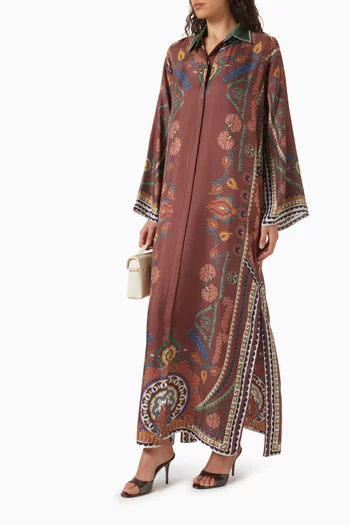 Collared Kaftan in Silk-twill