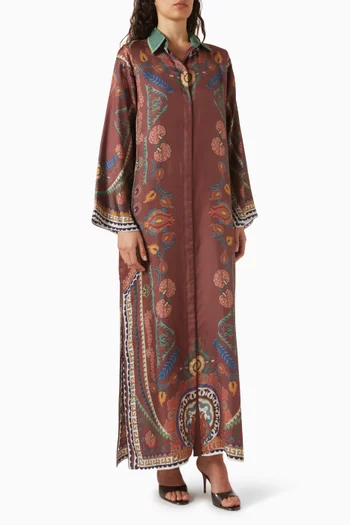 Collared Kaftan in Silk-twill