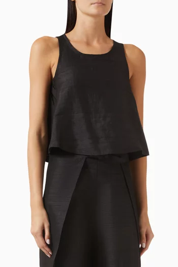 Shift Crop Tank Top in Silk Dupioni