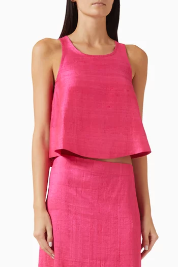 Shift Crop Tank Top in Silk Dupioni