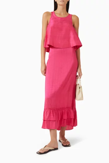 Gogo Cinch Back Skirt in Silk Dupioni