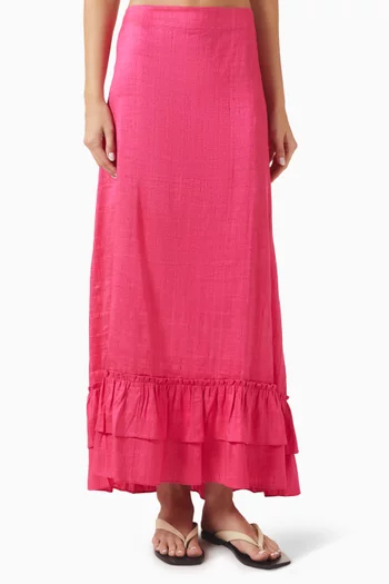 Gogo Cinch Back Skirt in Silk Dupioni