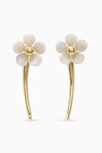 Summer Daze Flower Statement Earrings in Gold-tone Brass