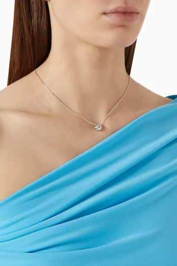 Crystal Solitaire Necklace in Silver-tone Brass