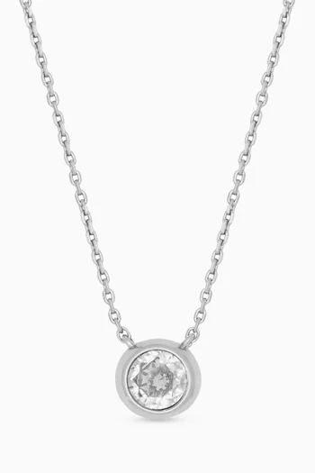 Crystal Solitaire Necklace in Silver-tone Brass