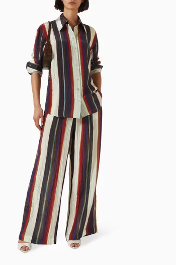 Morris Stripe Classic Shirt in Viscose-blend