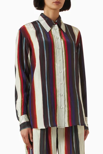 Morris Stripe Classic Shirt in Viscose-blend