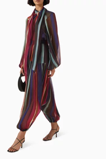 Louie Stripe Soft Balloon Pants in Crinkle Chiffon