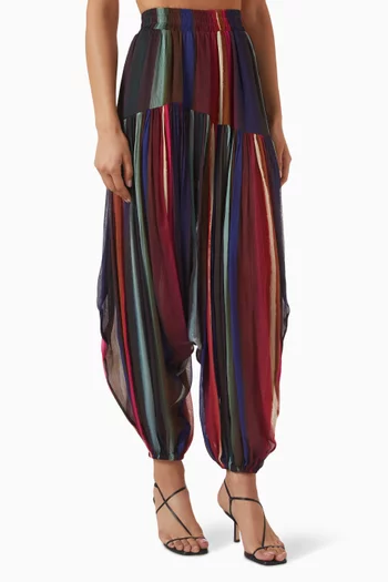 Louie Stripe Soft Balloon Pants in Crinkle Chiffon