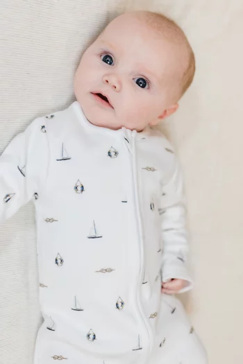 Nautical Sleepsuit in Bamboo & Cotton
