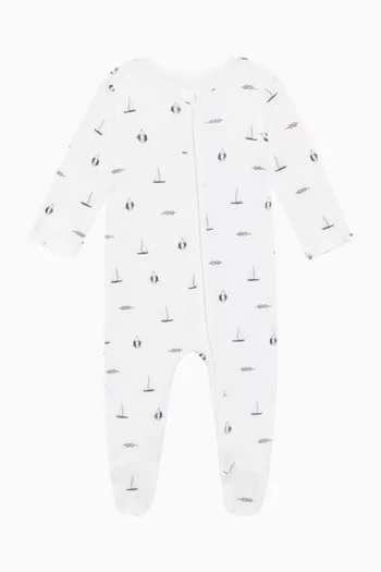 Nautical Sleepsuit in Bamboo & Cotton