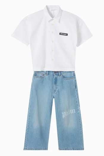 Curved Logo Over Shirt in Cotton