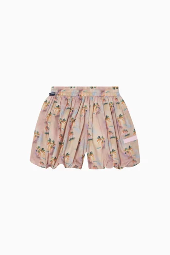 Palm-print Balloon Shorts in Cotton