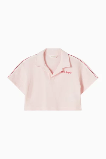 Cropped Polo T-shirt in Knit