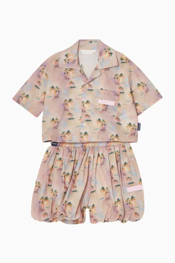 Palm-print Crop Shirt in Cotton