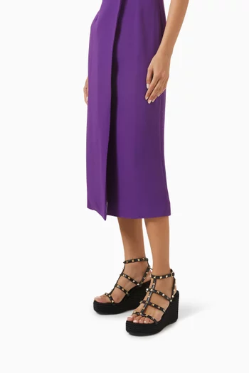 Rockstud 95 Platform Wedge Sandals in Calfskin Leather