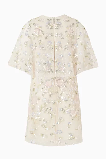 Peony Bouquet Sequin Cape Dress