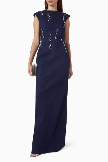 Embellished Maxi Dress in Denim