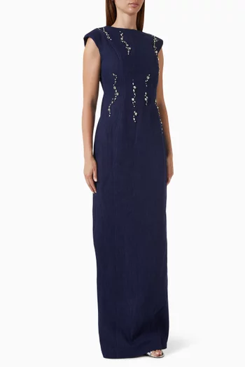 Embellished Maxi Dress in Denim