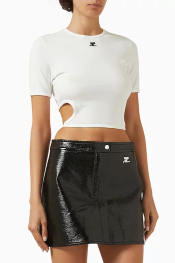 Ribbon Cut-out Contrast T-shirt