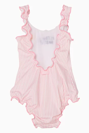 Embroidered Striped Swimsuit