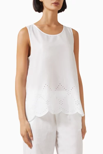 Broderie Anglaise Tank Top in Cotton