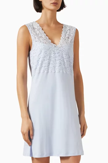 Lace-trim Nightdress in Mercerised Cotton