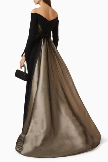 Off-shoulder Gown in Crepe