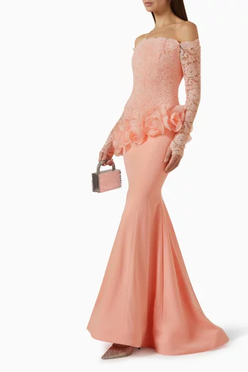 Off-shoulder Mermaid Gown in Lace