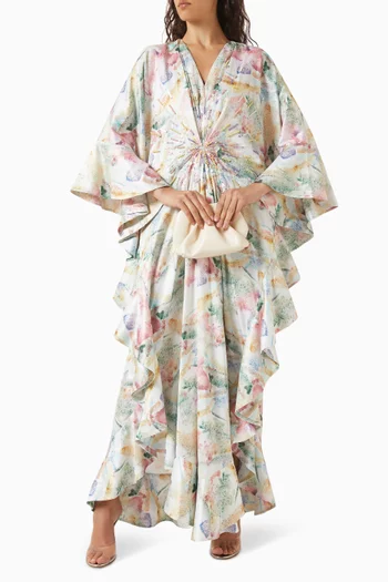 Scattered Embellished Ruffle Trim Maxi Dress