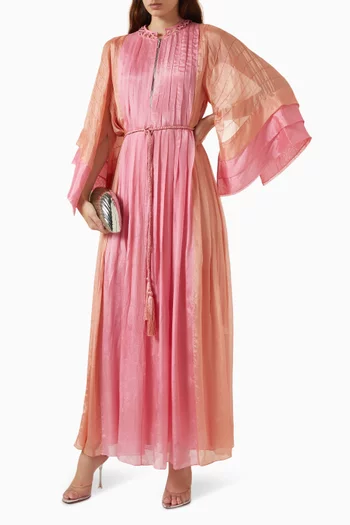 Belted Pleated Maxi Dress