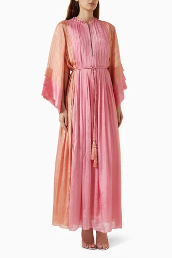 Belted Pleated Maxi Dress