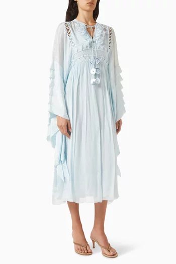 Layered Sleeves Ruffled Midi Dress
