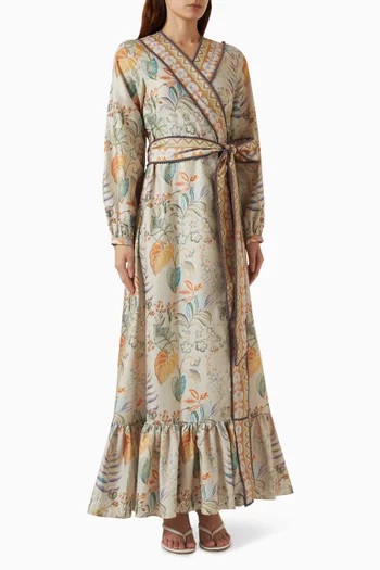 Printed Wrap Maxi Dress