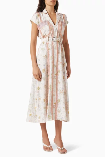 Printed Shirt Midi Dress