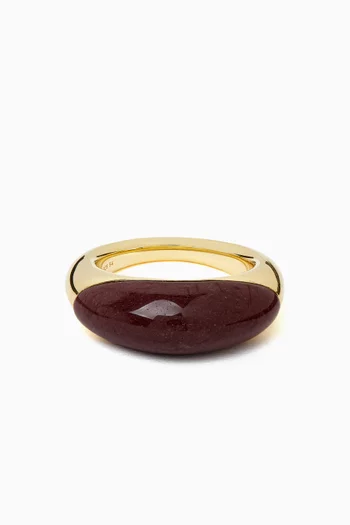 The Beatrice Ring in Mookiate & 18kt Gold-plated Silver