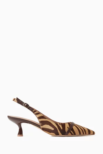 Suze 45 Slingback Pumps in Zebra-print Calf Hair