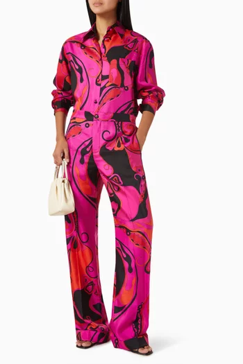 Printed Pants in Silk-twill